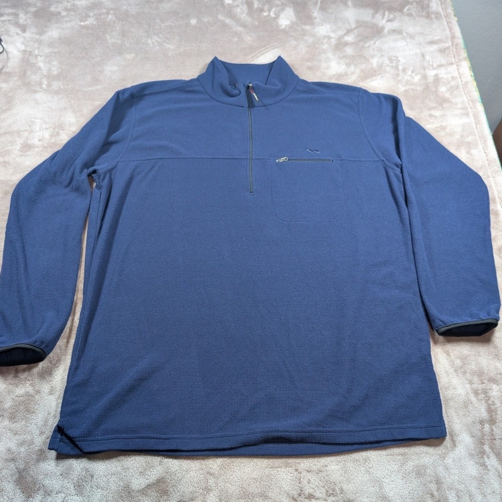 L.L. Bean Outdoors Quarter Zip Pullover Mens XL Tall Blue Waffle Knit Fleece